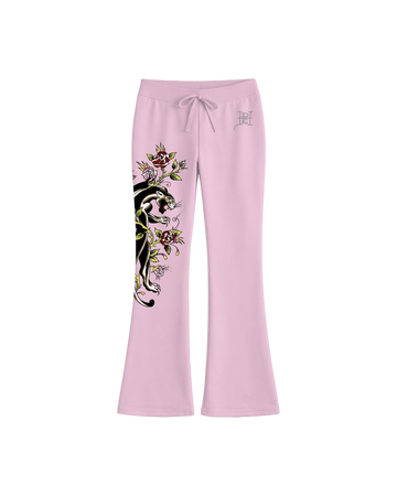 Calça Flare de Moletom Rosa Ed Hardy by Tasha & Tracie
