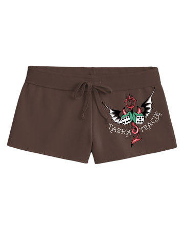 Mini Shorts de Moletom Marrom Ed Hardy by Tasha & Tracie