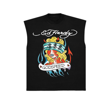 Sleeveless Tee "Godspeed" Black