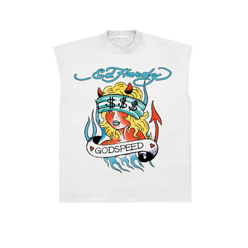 Sleeveless Tee "Godspeed" White