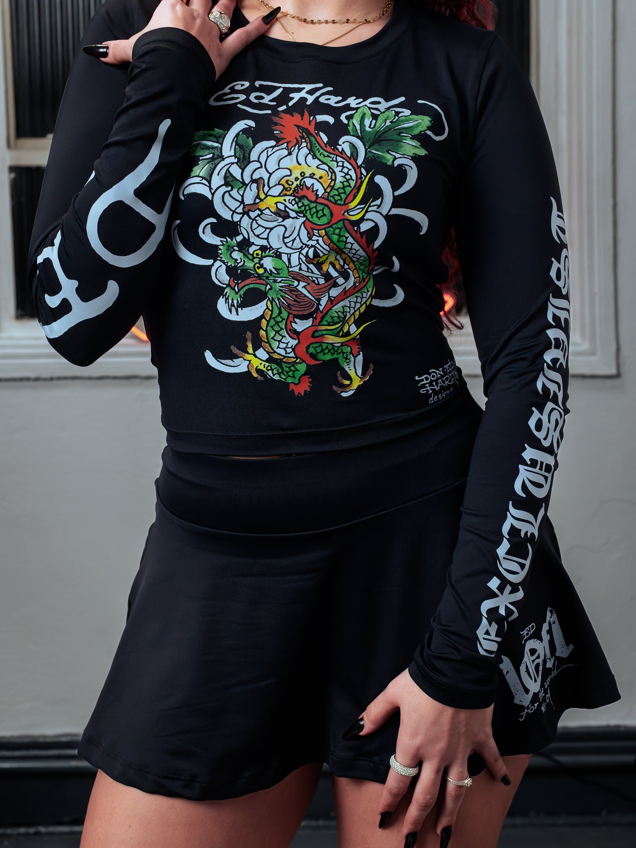 Cropped Manga Longa Preto 