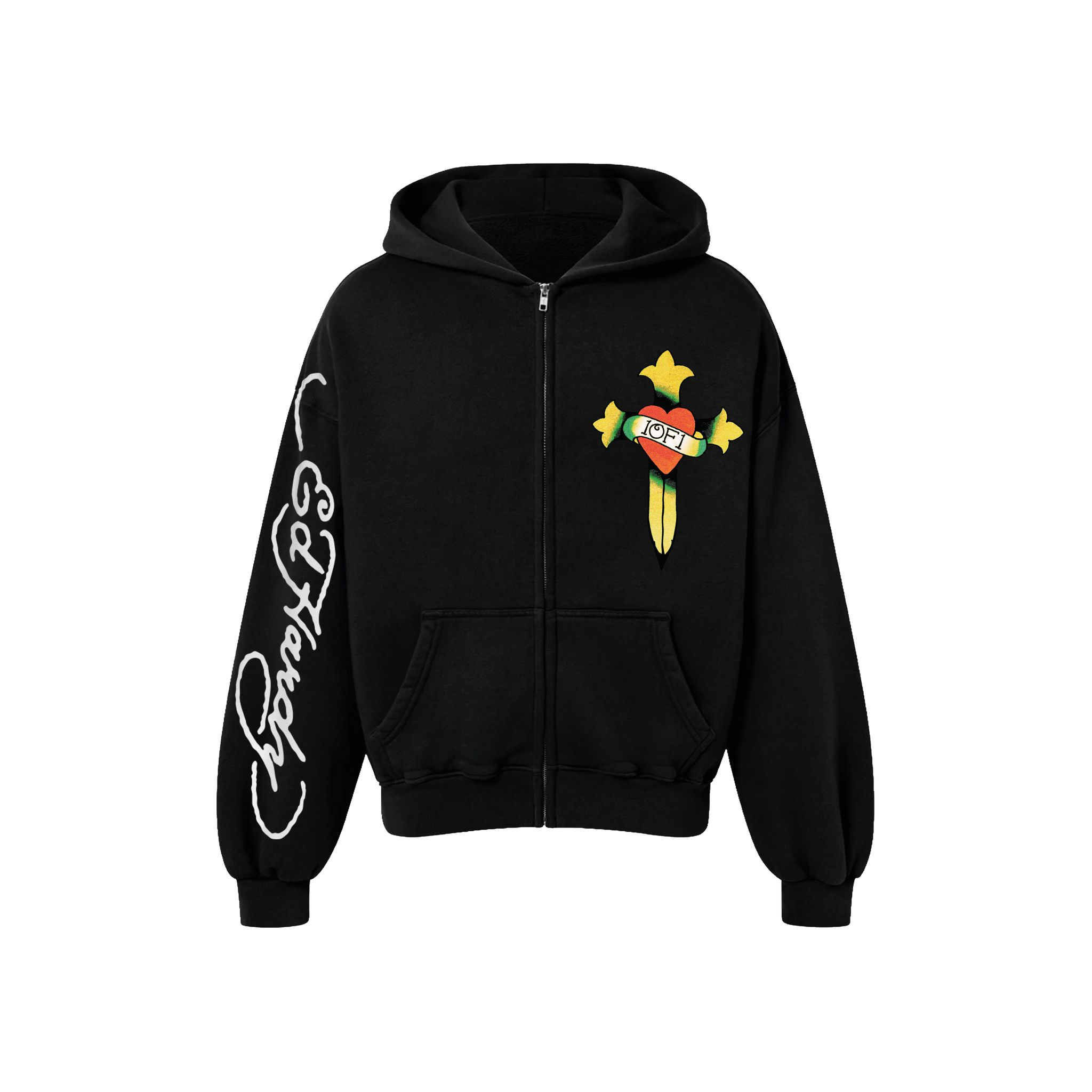 1of1 Ed Hardy "Love Is A Gamble" Black Zip Up Hoodie
