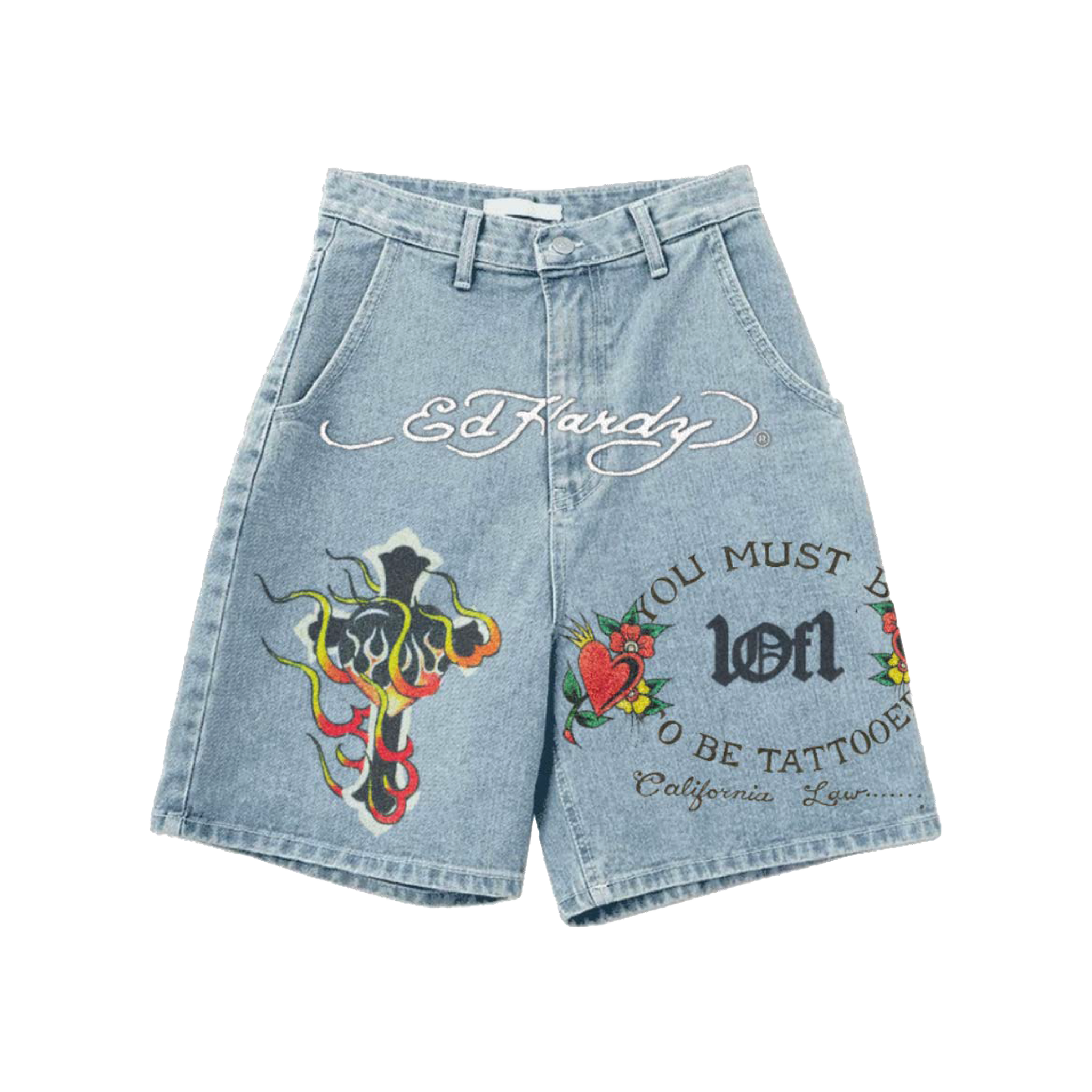 1of1 Ed Hardy "N1RVANA" Denim Shorts