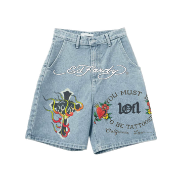 1of1 Ed Hardy "N1RVANA" Denim Shorts