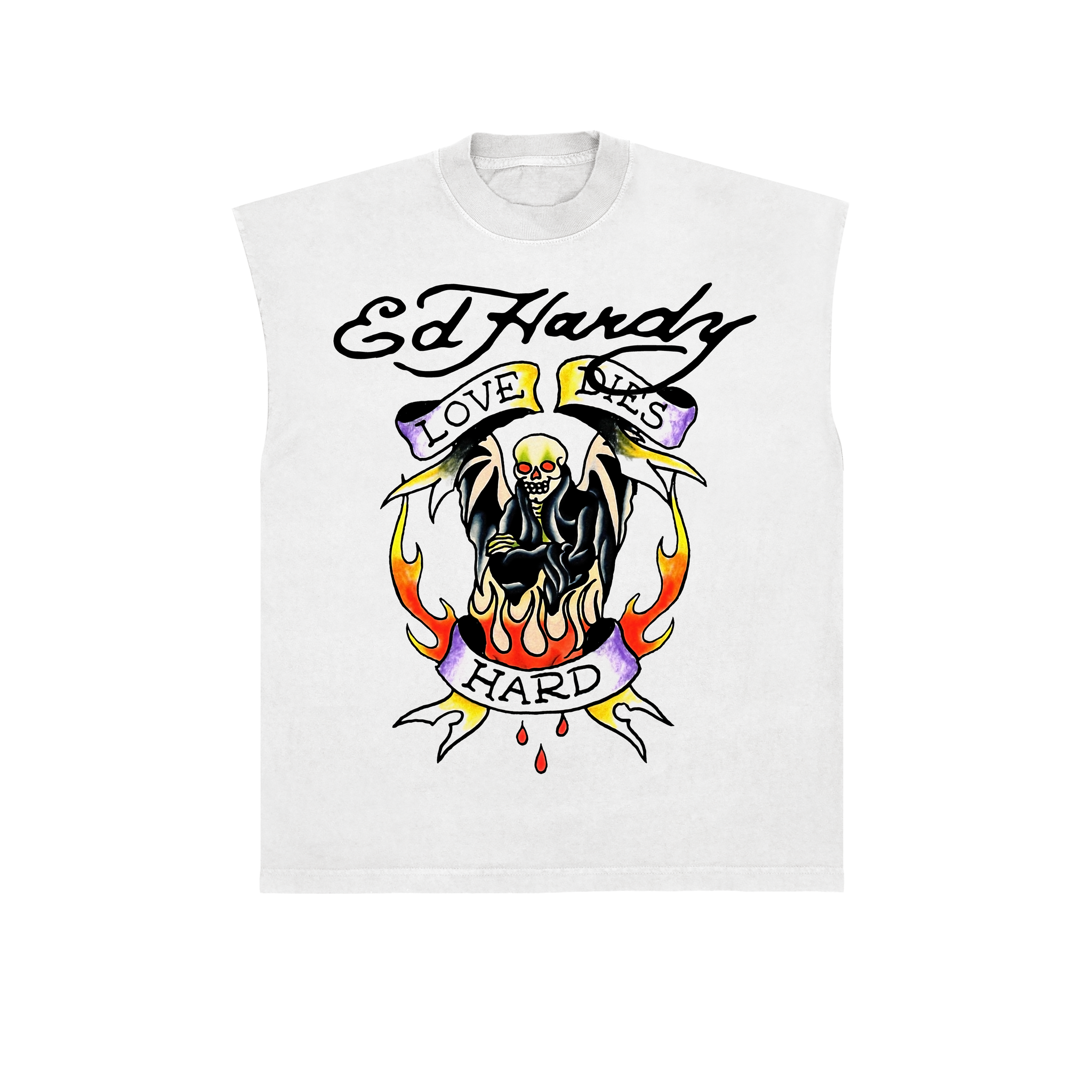 Sleeveless Tee "Love Dies Hard" White