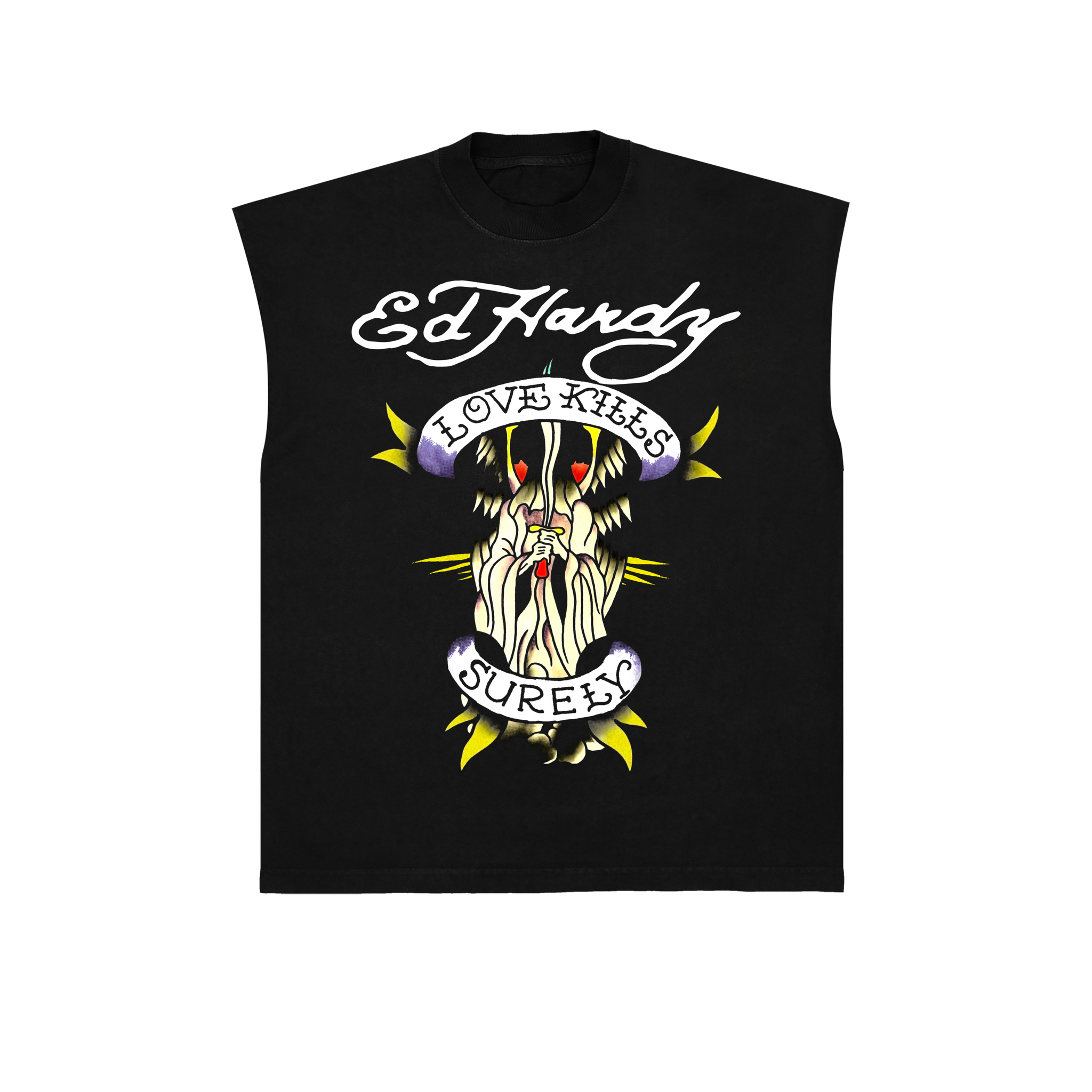 Sleeveless Tee "Love Kills Surely" Black