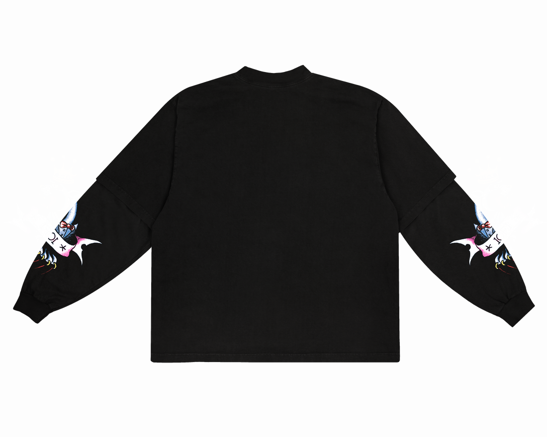 Camiseta Manga Longa Preta "Rhinestone Panther"  1OF1 & Ed Hardy Exclusivist