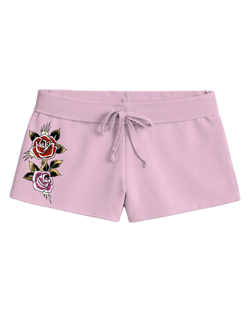 Mini Shorts de Moletom Rosa Ed Hardy by Tasha & Tracie