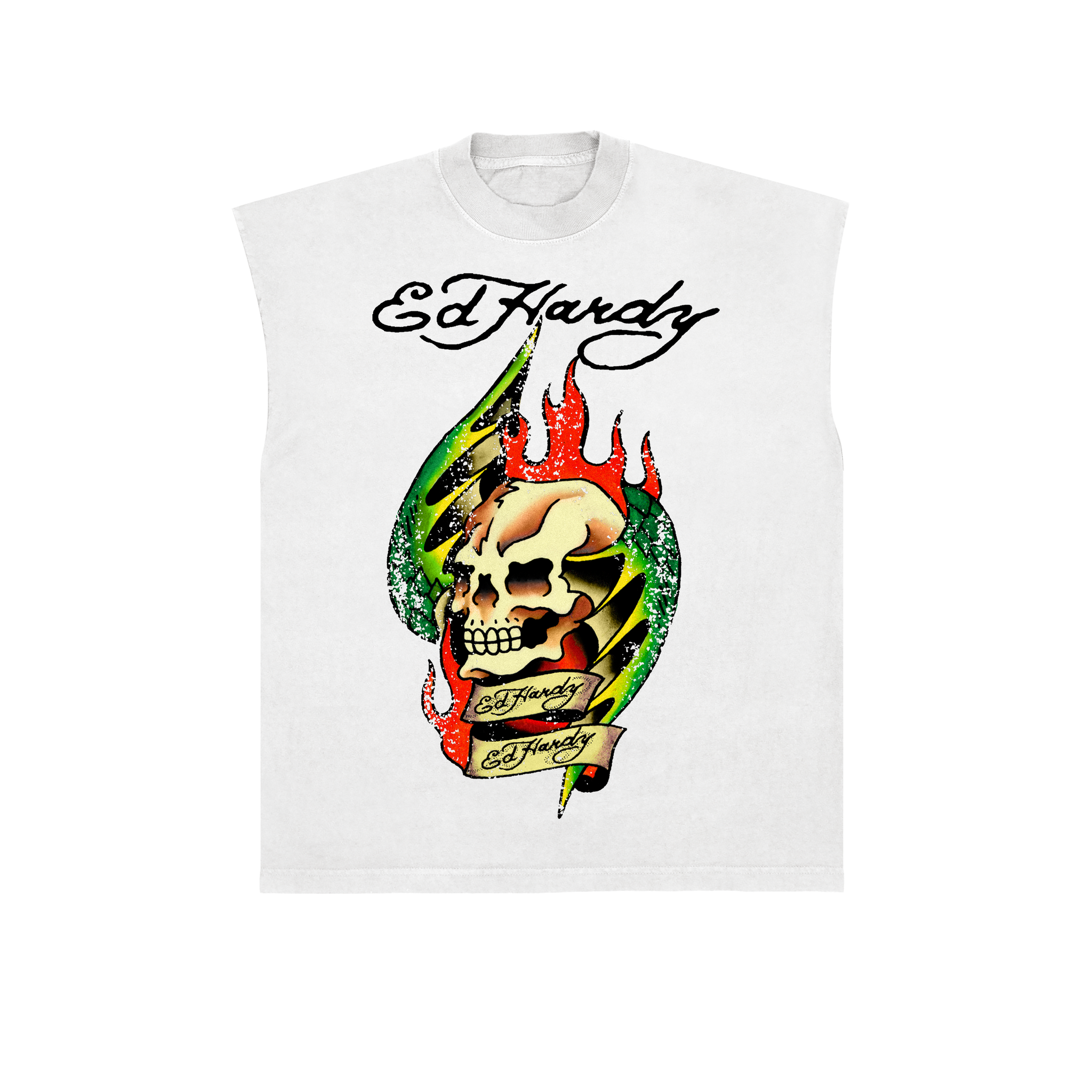 Sleeveless Tee "Skull" White