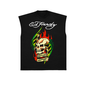 Sleeveless Tee "Skull" Black