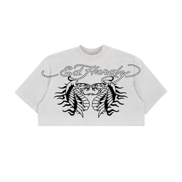 T-Shirt Cropped "Two Headed Snake" White