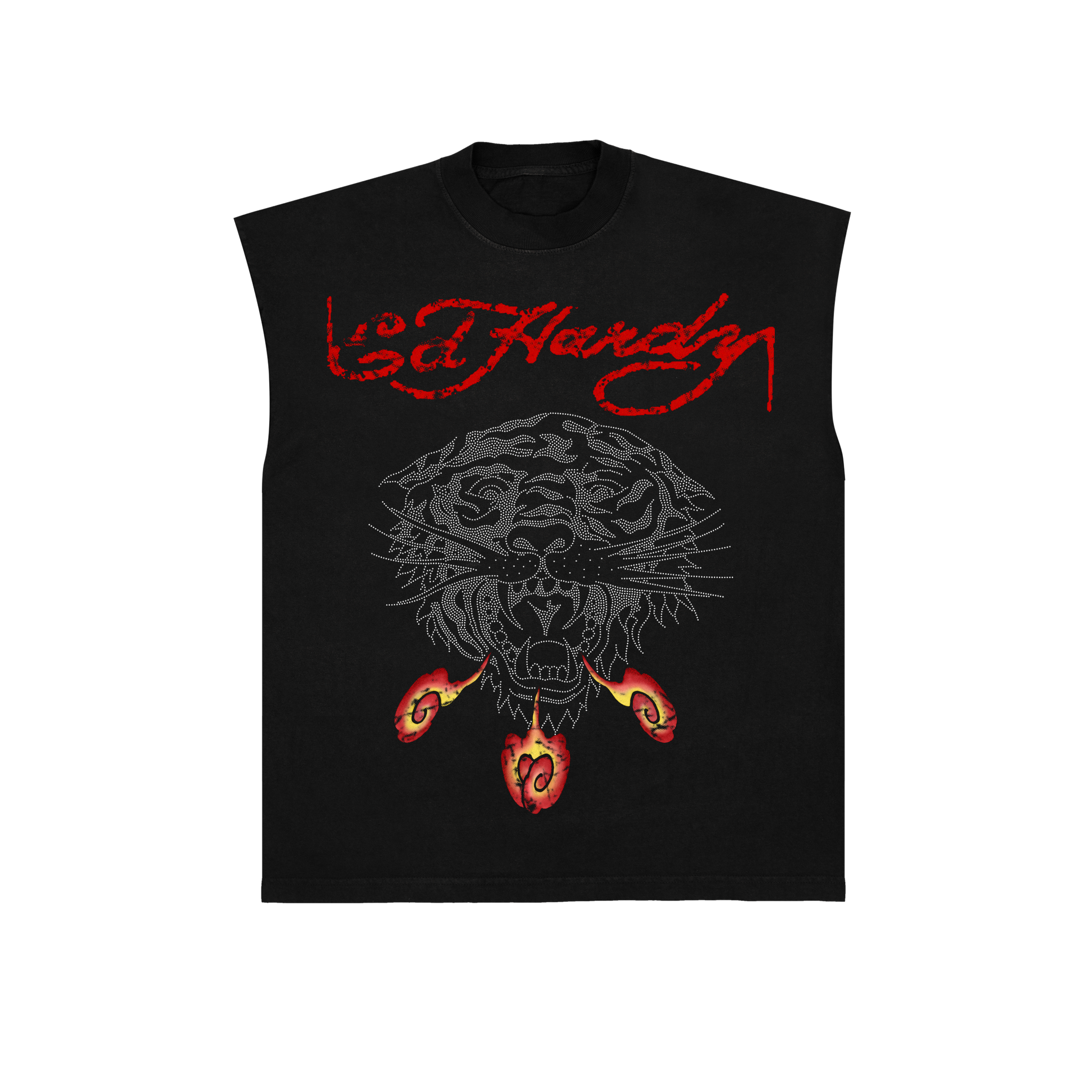 Sleeveless Tee "Tiger Fireball" Black