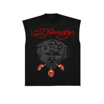 Sleeveless Tee "Tiger Fireball" Black