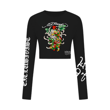Cropped Manga Longa Preto "Holy Dragon" Ed Hardy & 1OF1 Exclusivist