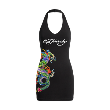 Vestido Frente Única Preto "Dragon" Ed Hardy & 1OF1 Exclusivist