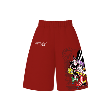 Bermuda de Moletom Vermelha "Winner Take All" Ed Hardy & 1OF1 Exclusivist